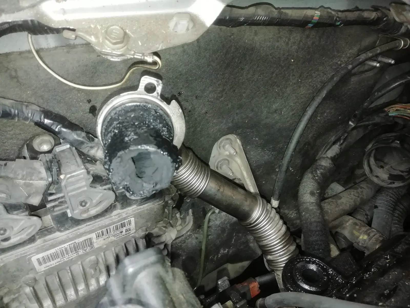 Bloc moteur avec pompe déposée pendant une réparation au garage